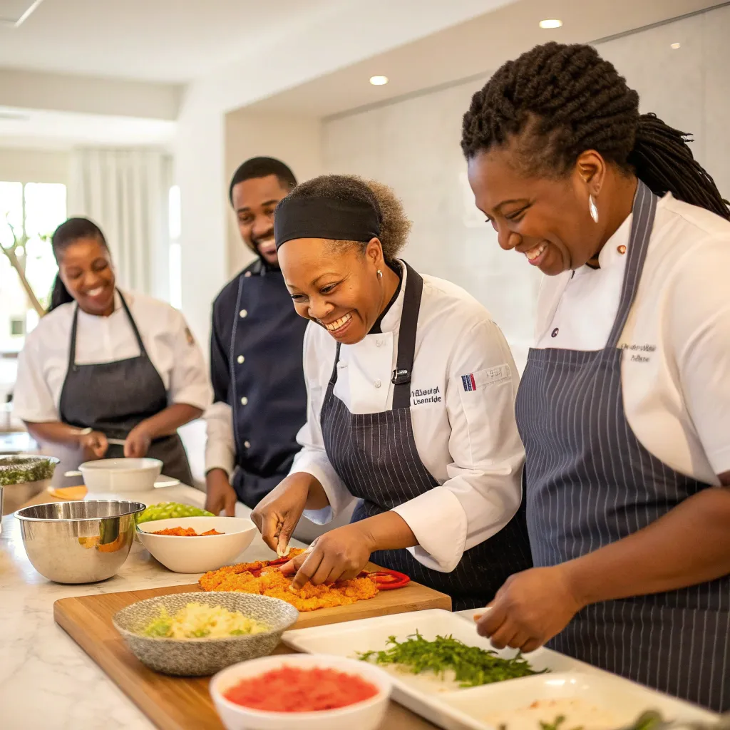 Carla Simmons and her team cooking together